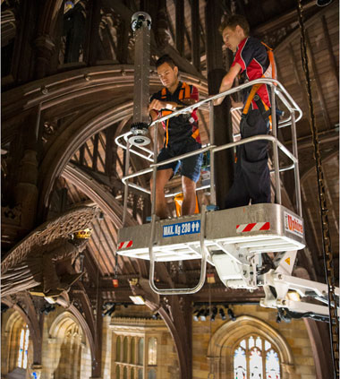 Heritage building cabling to upgrade lighting in the Great Hall Sydney University